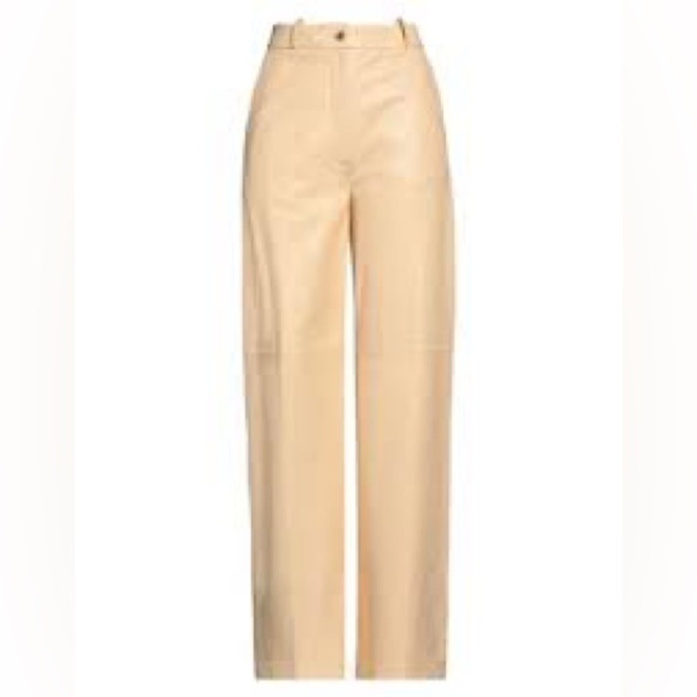 Loulou Studio LEATHER Cream Wide-Leg Pants